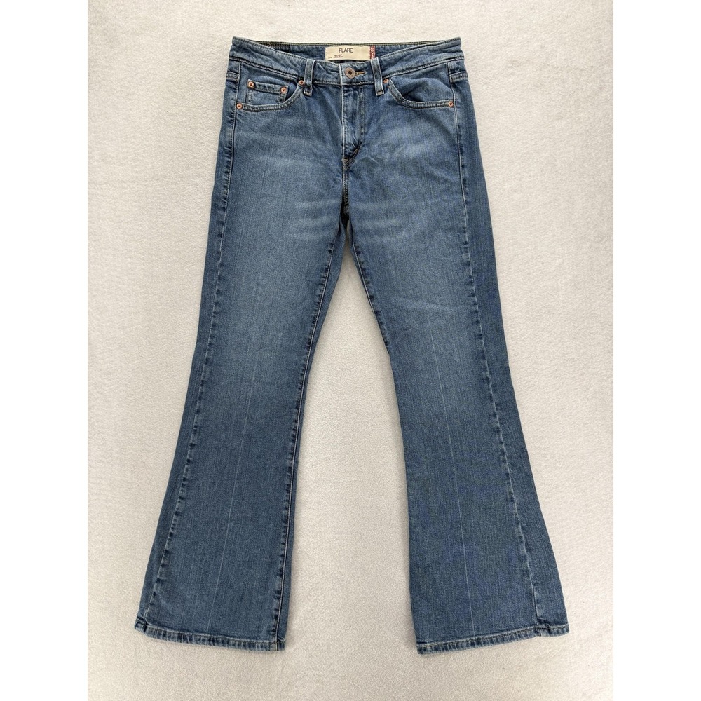 Levis 519 Flare Jeans Womens 11 Blue Medium Wash Low Rise Stretch Denim Y2K VTG